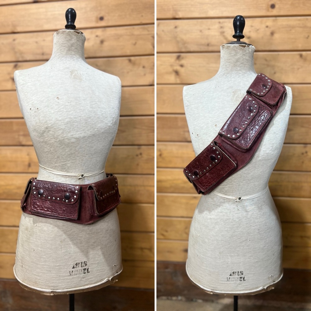 Hipstirr Genuine Leather Studded Pocket Belt Many Pockets Hands Free STUNNING